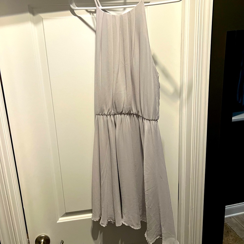 Lush off white/gray chiffon mini dress.